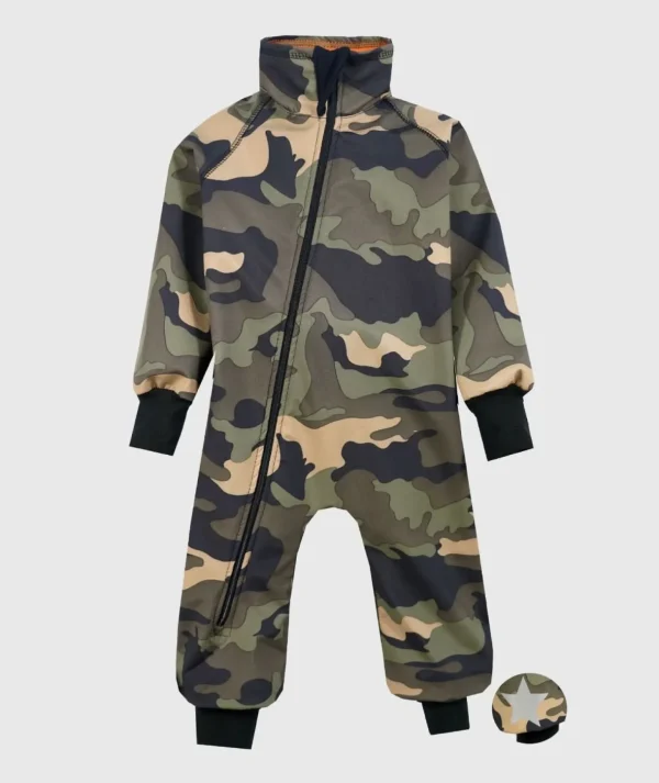 Waterproof Softshell Overall Comfy Green/Orange Military Bodysuit