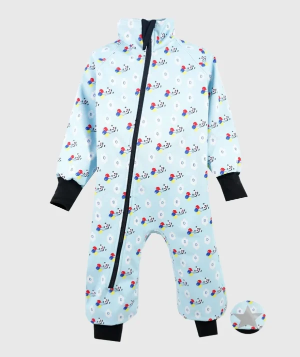 Waterproof Softshell Overall Comfy Panda And Balloons Bodysuit