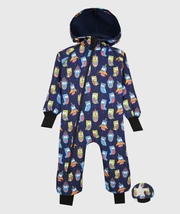 Waterproof Softshell Overall Comfy Owls Jumpsuit