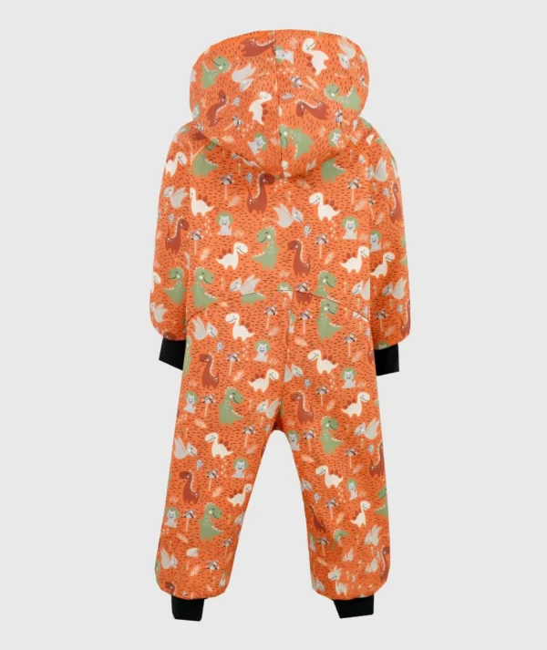 Waterproof Softshell Overall Comfy Jolly Dino Orange Jumpsuit