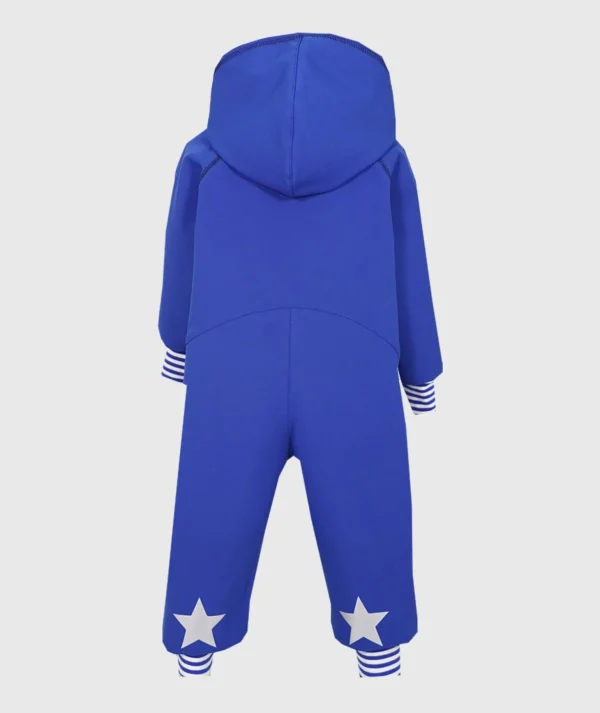 Waterproof Softshell Overall Comfy Intense Blue Striped Cuffs Jumpsuit