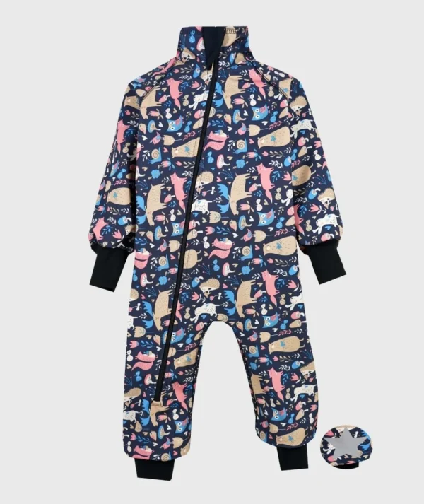 Waterproof Softshell Overall Comfy Forest Animals Drawings Bodysuit