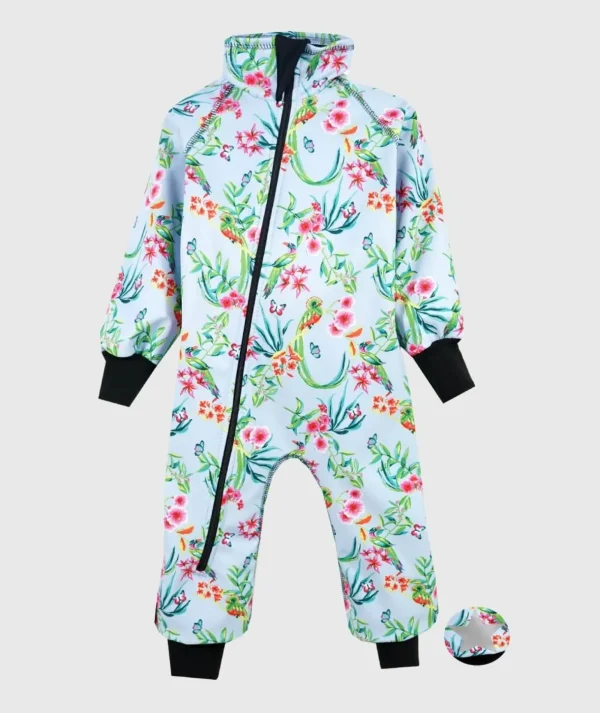 Waterproof Softshell Overall Comfy Exotic Flowers And Birds Bodysuit