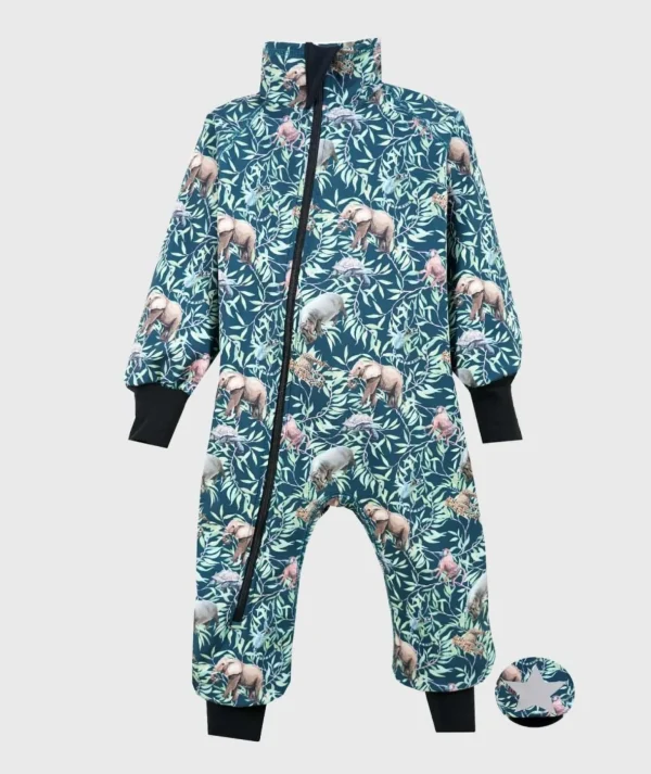 Waterproof Softshell Overall Comfy Tropical Animals Bodysuit