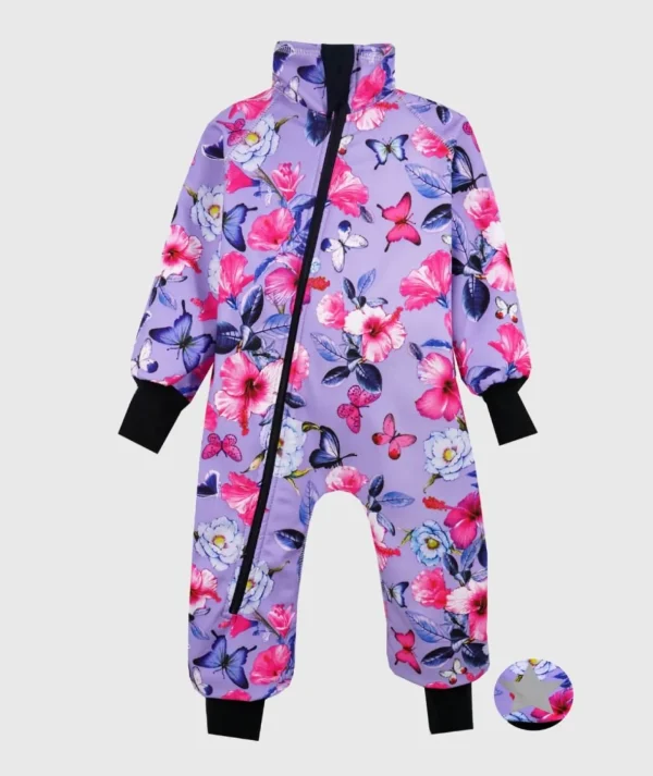 Waterproof Softshell Overall Comfy Exotic Flowers And Butterflies Bodysuit