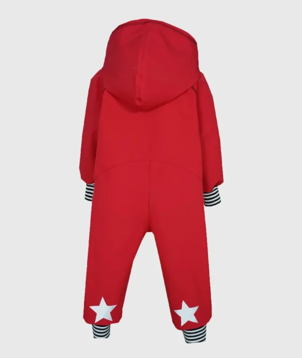 Waterproof Softshell Overall Comfy Poppy Red Striped Cuffs Jumpsuit