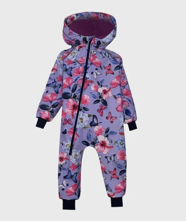 Waterproof Softshell Overall Comfy Exotic Flowers And Butterflies Jumpsuit