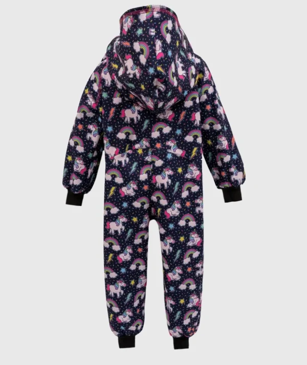 Waterproof Softshell Overall Comfy Rainbow Unicorns Jumpsuit