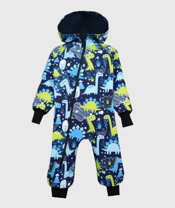 Waterproof Softshell Overall Comfy Ultramarine Dino Drawings Jumpsuit