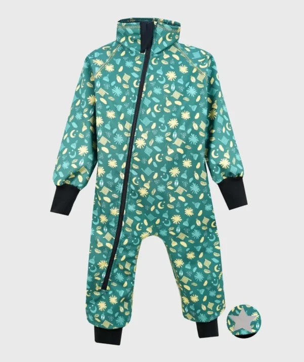 Waterproof Softshell Overall Comfy Sparkling Night Green Bodysuit