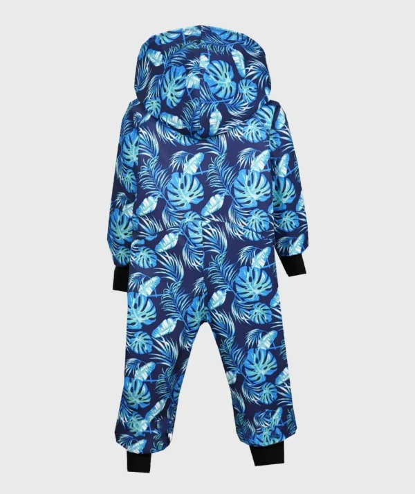 Waterproof Softshell Overall Comfy Blue Leaves Jumpsuit