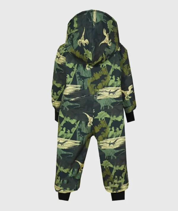 Waterproof Softshell Overall Comfy Dino Shadows Jumpsuit