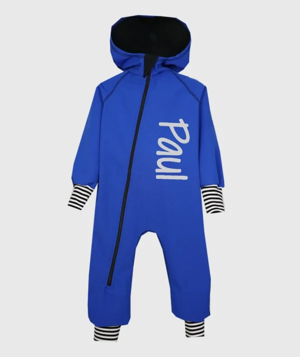 Waterproof Softshell Overall Comfy Blue Striped Cuffs Jumpsuit