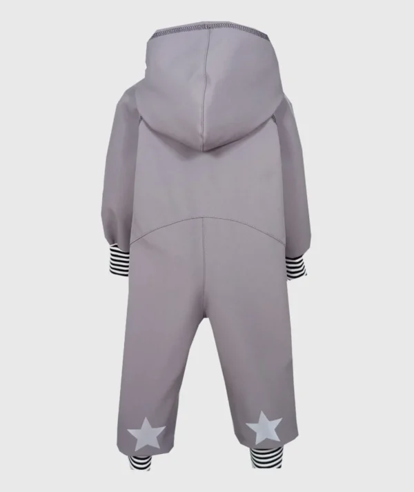 Waterproof Softshell Overall Comfy Grey Striped Cuffs Jumpsuit