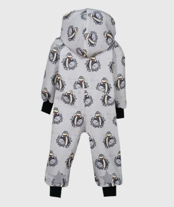 Waterproof Softshell Overall Comfy Joyful Dino Grey Jumpsuit