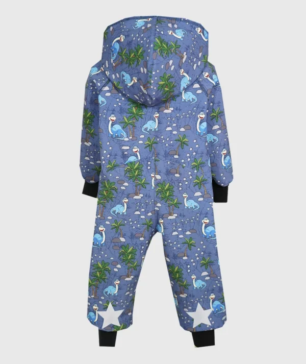 Waterproof Softshell Overall Comfy Joyful Dino Blue Jumpsuit