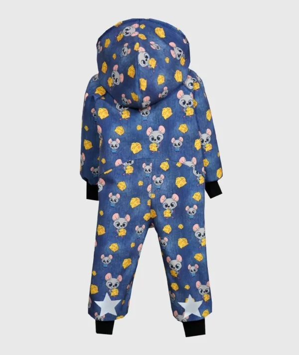 Waterproof Softshell Overall Comfy Mice Blue Jumpsuit