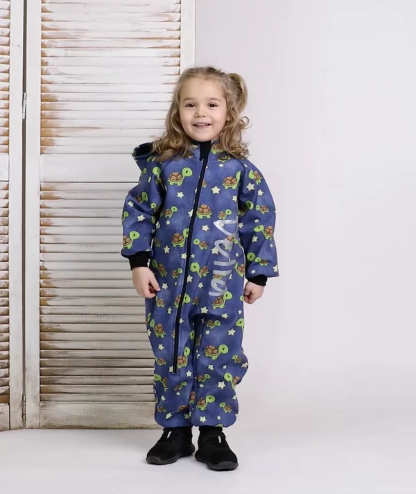 Waterproof Softshell Overall Comfy Turtles Blue Jumpsuit