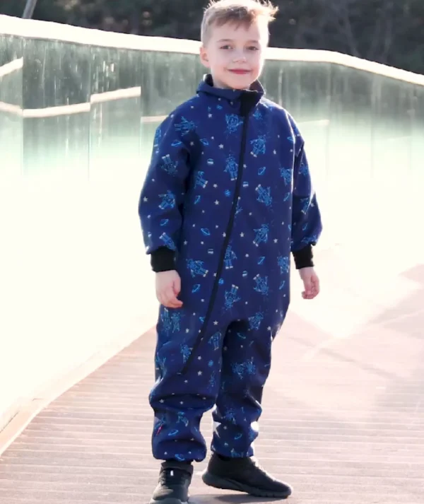 Waterproof Softshell Overall Comfy Ultramarine Robots Bodysuit