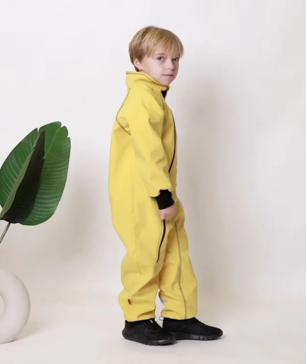 Waterproof Softshell Overall Comfy Mustard Yellow Bodysuit