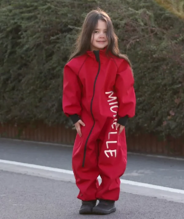 Waterproof Softshell Overall Comfy Poppy Red Bodysuit