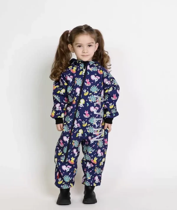 Waterproof Softshell Overall Comfy Unicorns Tale Jumpsuit