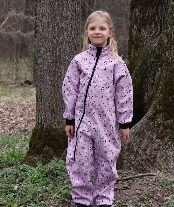 Waterproof Softshell Overall Comfy Arctic Animals Pink Bodysuit