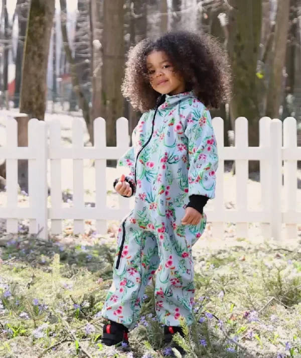 Waterproof Softshell Overall Comfy Exotic Flowers And Birds Bodysuit