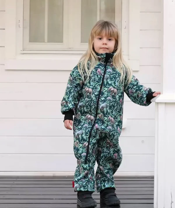 Waterproof Softshell Overall Comfy Tropical Animals Bodysuit