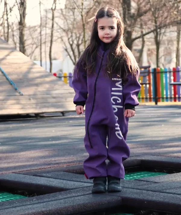 Waterproof Softshell Overall Comfy Purple Melange Jumpsuit