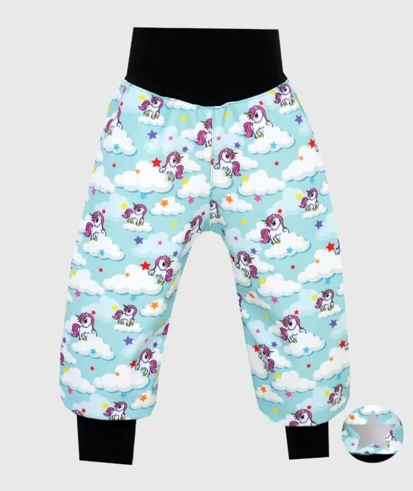 Waterproof Softshell Pants Unicorns Blue